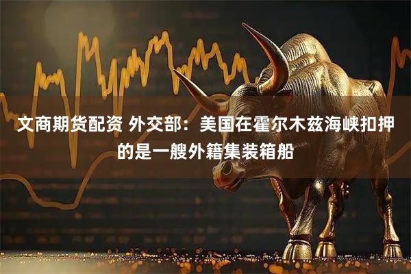 文商期货配资 外交部：美国在霍尔木兹海峡扣押的是一艘外籍集装箱船